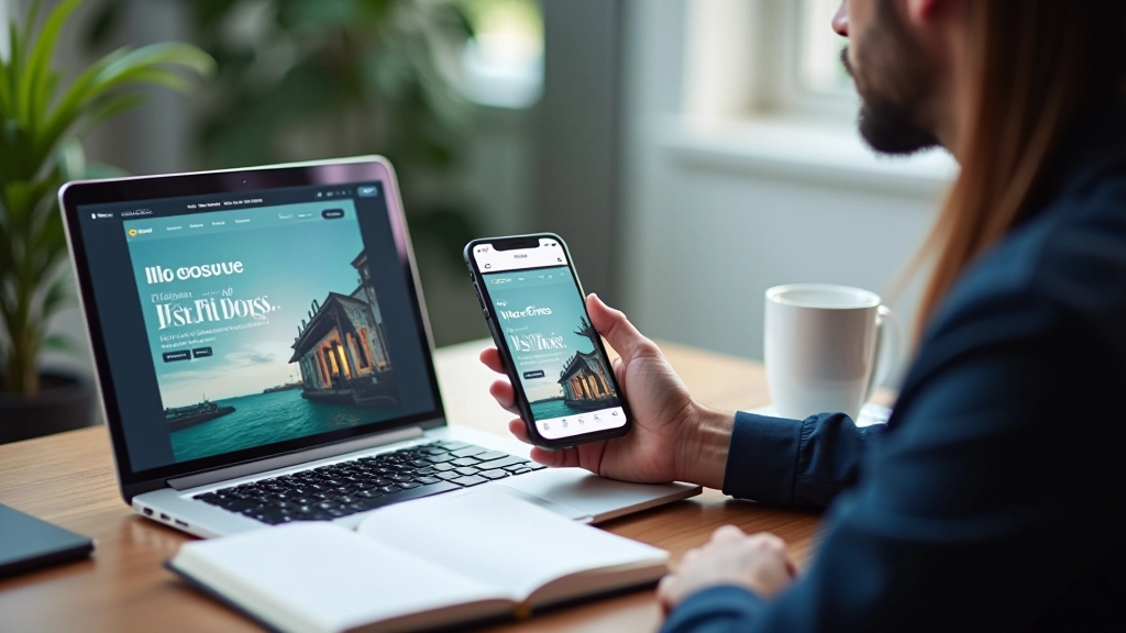 Web designer testing responsive website on multiple devices while taking notes and reviewing performance metrics